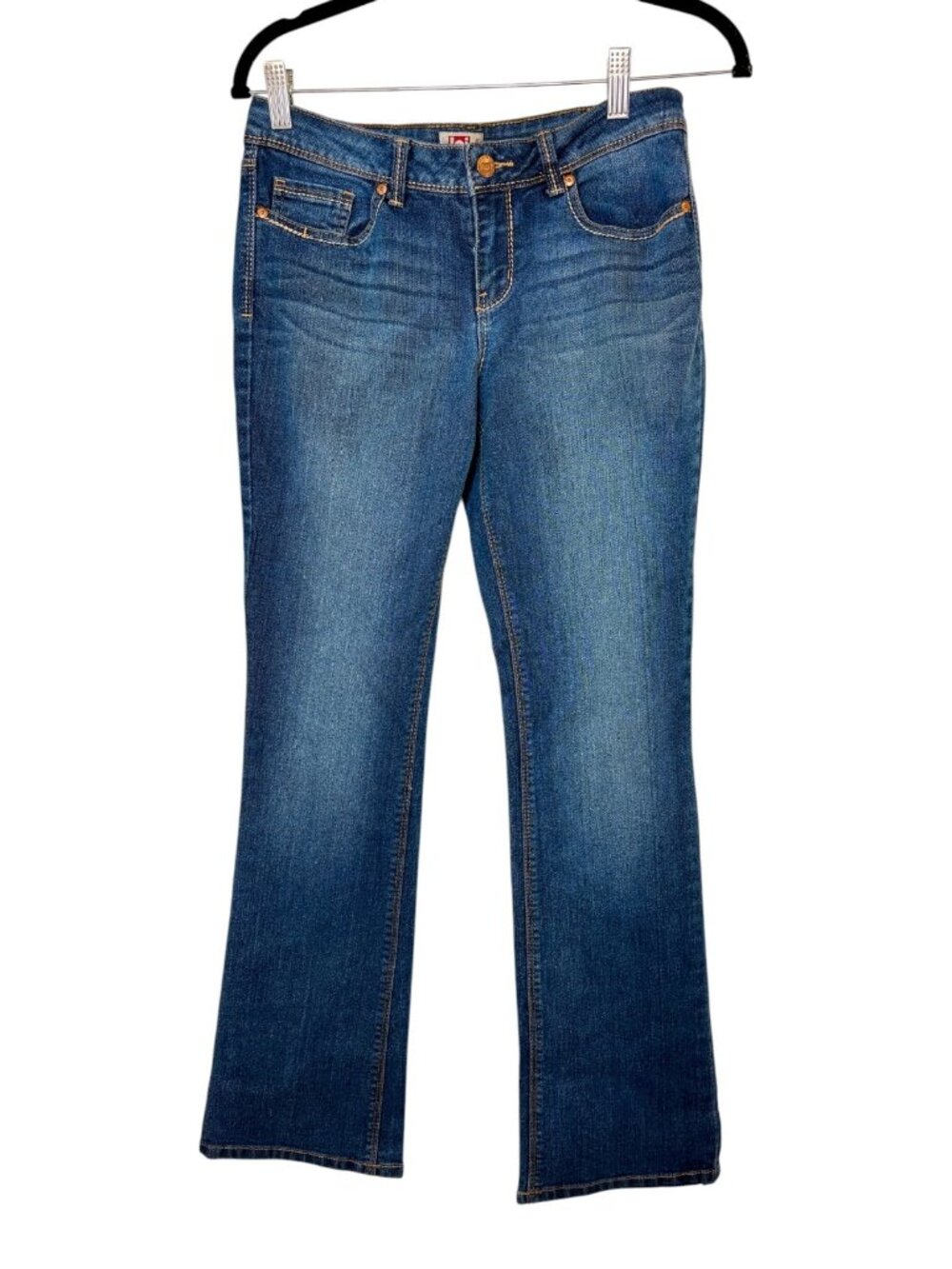 L.E.I. Ashley Low Rise Slim Boot Cut Embroidered Pockets Denim Jeans Juniors 9
